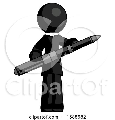 Black Clergy Man Posing Confidently with Giant Pen by Leo Blanchette