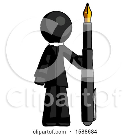 Black Clergy Man Holding Giant Calligraphy Pen by Leo Blanchette