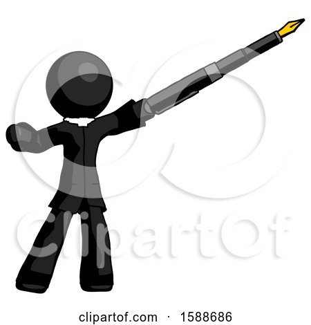 Black Clergy Man Pen Is Mightier Than the Sword Calligraphy Pose by Leo Blanchette