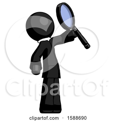 Black Clergy Man Inspecting with Large Magnifying Glass Facing up by Leo Blanchette