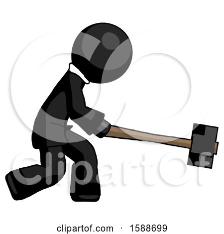 Black Clergy Man Hitting with Sledgehammer, or Smashing Something by Leo Blanchette