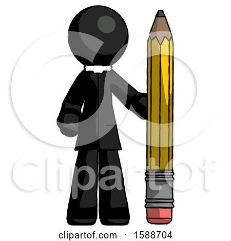 Black Clergy Man with Large Pencil Standing Ready to Write by Leo Blanchette