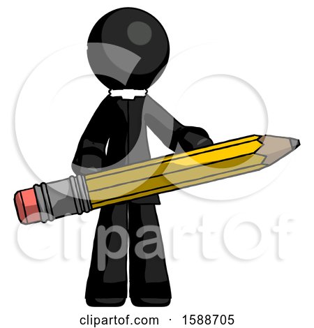 Black Clergy Man Writer or Blogger Holding Large Pencil by Leo Blanchette