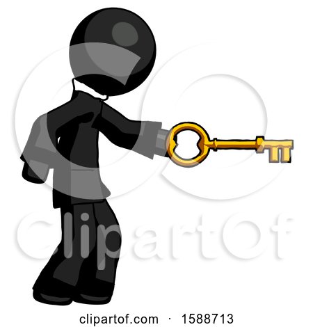 Black Clergy Man with Big Key of Gold Opening Something by Leo Blanchette