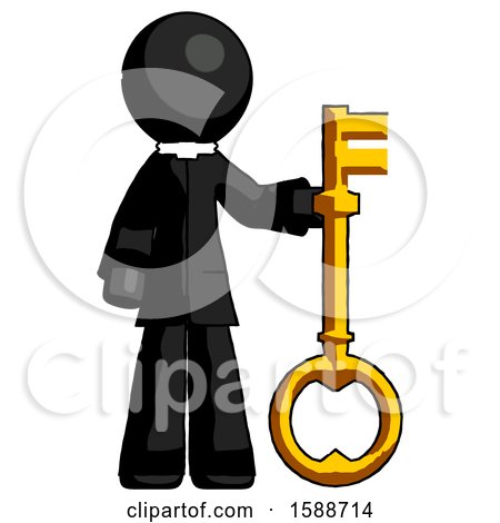 Black Clergy Man Holding Key Made of Gold by Leo Blanchette
