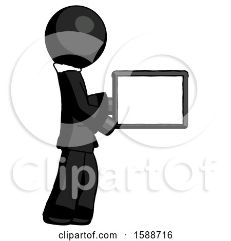 Black Clergy Man Show Tablet Device Computer to Viewer, Blank Area by Leo Blanchette