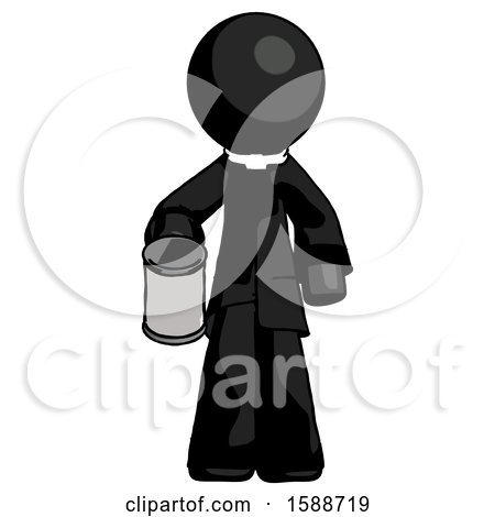Black Clergy Man Begger Holding Can Begging or Asking for Charity by Leo Blanchette