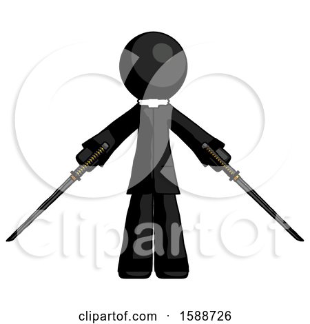 Black Clergy Man Posing with Two Ninja Sword Katanas by Leo Blanchette