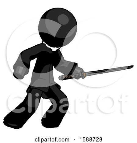 Black Clergy Man Stabbing with Ninja Sword Katana by Leo Blanchette