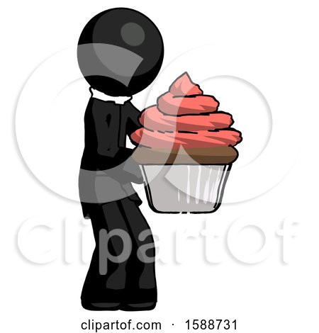 Black Clergy Man Holding Large Cupcake Ready to Eat or Serve by Leo Blanchette