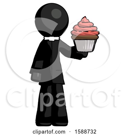 Black Clergy Man Presenting Pink Cupcake to Viewer by Leo Blanchette