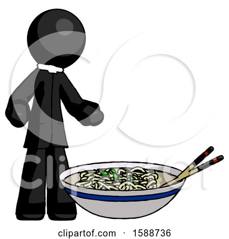 Black Clergy Man and Noodle Bowl, Giant Soup Restaraunt Concept by Leo Blanchette