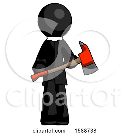 Black Clergy Man Holding Red Fire Fighter's Ax by Leo Blanchette