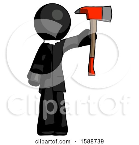 Black Clergy Man Holding up Red Firefighter's Ax by Leo Blanchette