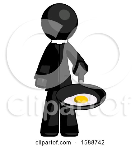 Black Clergy Man Frying Egg in Pan or Wok by Leo Blanchette