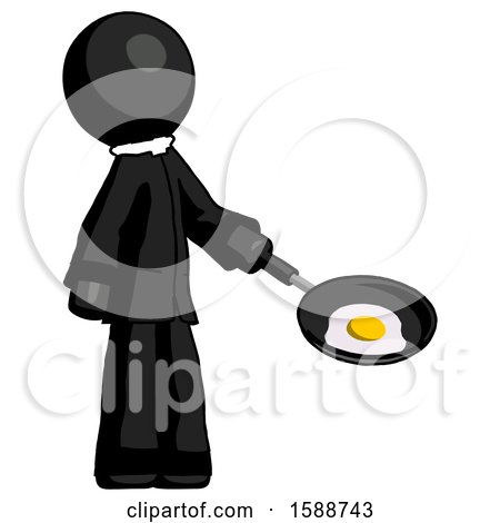 Black Clergy Man Frying Egg in Pan or Wok Facing Right by Leo Blanchette