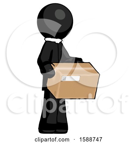 Black Clergy Man Holding Package to Send or Recieve in Mail by Leo Blanchette