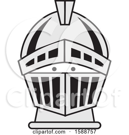 Clipart of a Silver Spartan or Knight Helmet - Royalty Free Vector Illustration by Johnny Sajem