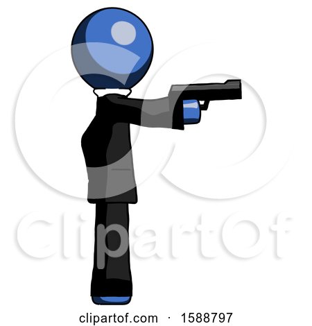 Blue Clergy Man Firing a Handgun by Leo Blanchette