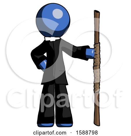 Blue Clergy Man Holding Staff or Bo Staff by Leo Blanchette