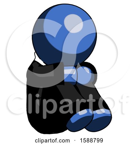 Blue Clergy Man Sitting with Head down Facing Angle Right by Leo Blanchette