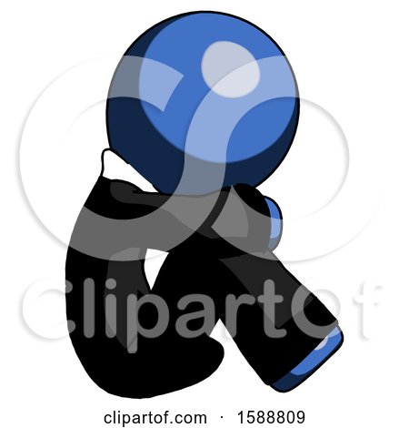 Blue Clergy Man Sitting with Head down Facing Sideways Right by Leo Blanchette