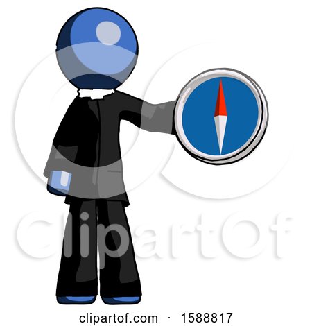 Blue Clergy Man Holding a Large Compass by Leo Blanchette