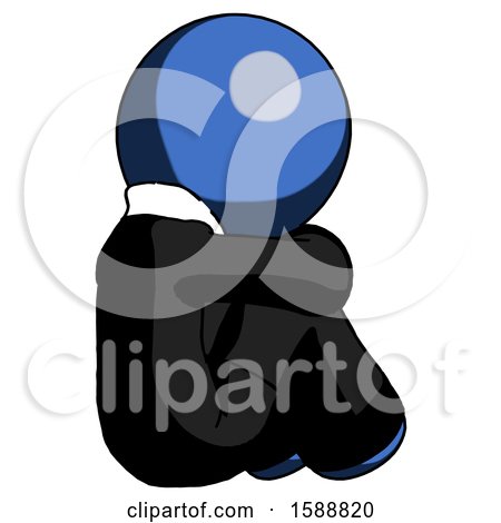 Blue Clergy Man Sitting with Head down Back View Facing Right by Leo Blanchette