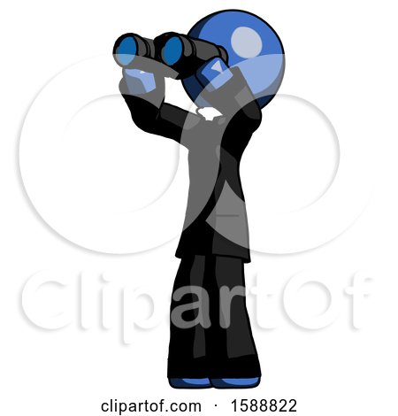 Blue Clergy Man Looking Through Binoculars to the Left by Leo Blanchette