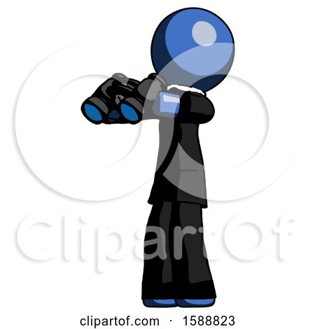 Blue Clergy Man Holding Binoculars Ready to Look Left by Leo Blanchette