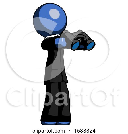 Blue Clergy Man Holding Binoculars Ready to Look Right by Leo Blanchette