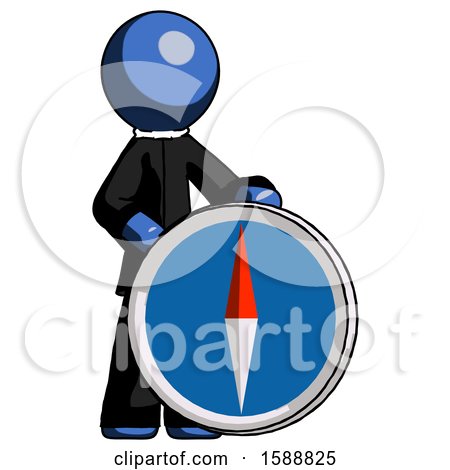 Blue Clergy Man Standing Beside Large Compass by Leo Blanchette