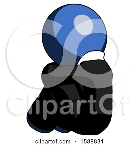 Blue Clergy Man Sitting with Head down Back View Facing Left by Leo Blanchette