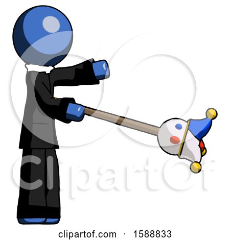 Blue Clergy Man Holding Jesterstaff - I Dub Thee Foolish Concept by Leo Blanchette