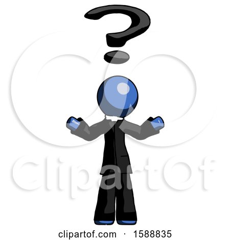 Blue Clergy Man with Question Mark Above Head, Confused by Leo Blanchette