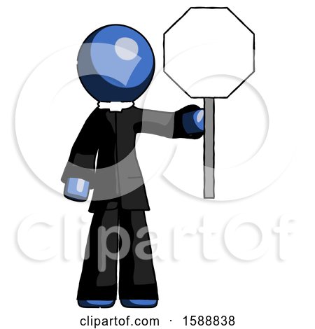 Blue Clergy Man Holding Stop Sign by Leo Blanchette