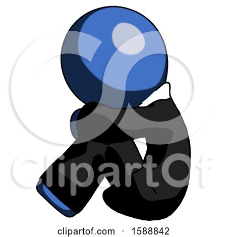 Blue Clergy Man Sitting with Head down Facing Sideways Left by Leo Blanchette