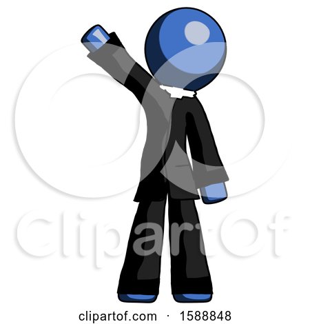 Blue Clergy Man Waving Emphatically with Right Arm by Leo Blanchette
