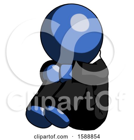 Blue Clergy Man Sitting with Head down Facing Angle Left by Leo Blanchette