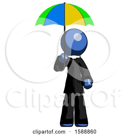 Blue Clergy Man Holding Umbrella Rainbow Colored by Leo Blanchette