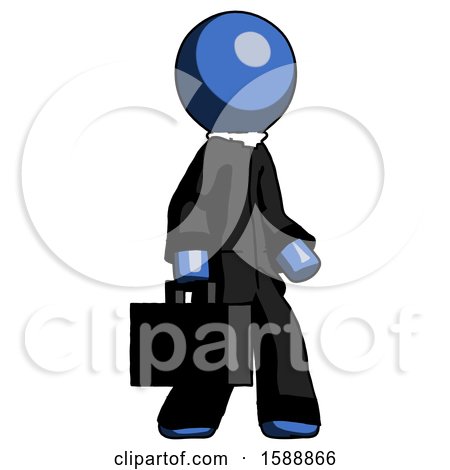 Blue Clergy Man Walking with Briefcase to the Right by Leo Blanchette
