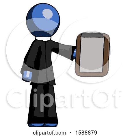 Blue Clergy Man Showing Clipboard to Viewer by Leo Blanchette