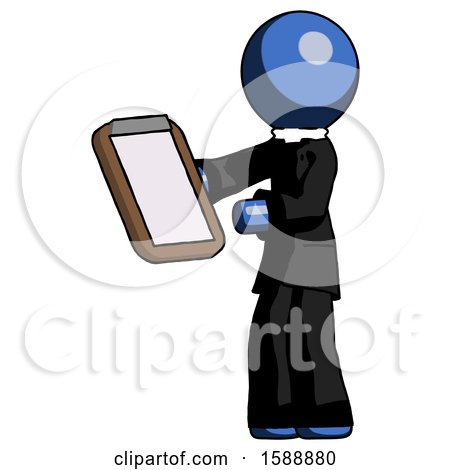 Blue Clergy Man Reviewing Stuff on Clipboard by Leo Blanchette