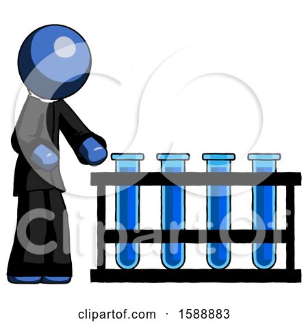 Blue Clergy Man Using Test Tubes or Vials on Rack by Leo Blanchette