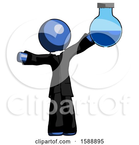 Blue Clergy Man Holding Large Round Flask or Beaker by Leo Blanchette