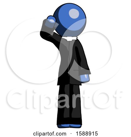 Blue Clergy Man Soldier Salute Pose by Leo Blanchette
