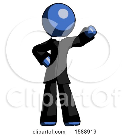 Blue Clergy Man Waving Left Arm with Hand on Hip by Leo Blanchette