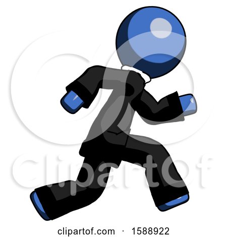 Blue Clergy Man Running Fast Right by Leo Blanchette