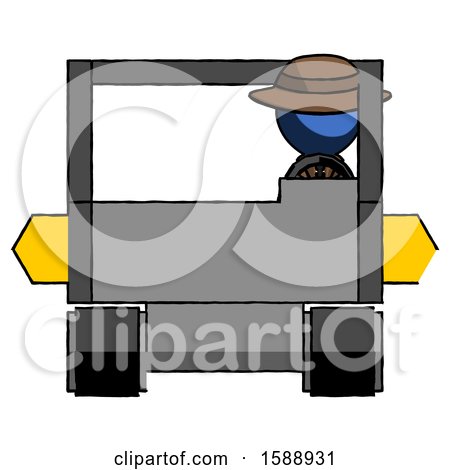 Blue Detective Man Driving Amphibious Tracked Vehicle Front View by Leo Blanchette