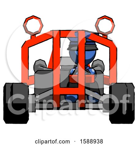 Blue Police Man Riding Sports Buggy Front View by Leo Blanchette